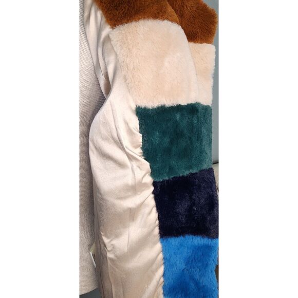 Blank NYC Rainbow Pop Faux Fur Cropped Open Jacket Size S - Picture 15 of 15